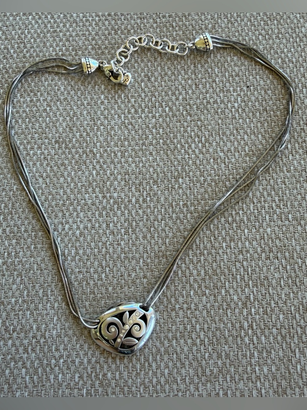 BRIGHTON 'Eve's Delight Short Leaf' Necklace Crystals Silver Plate 2-Strand 18"